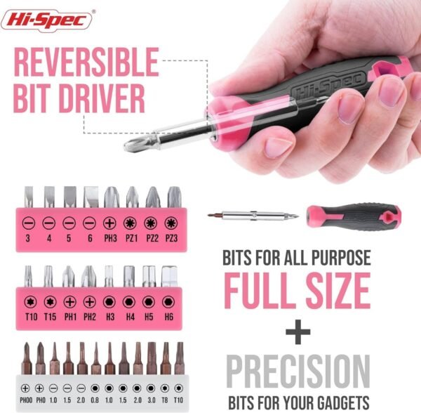 Hi-Spec 42pc Pink Household DIY Tool Set - Image 3
