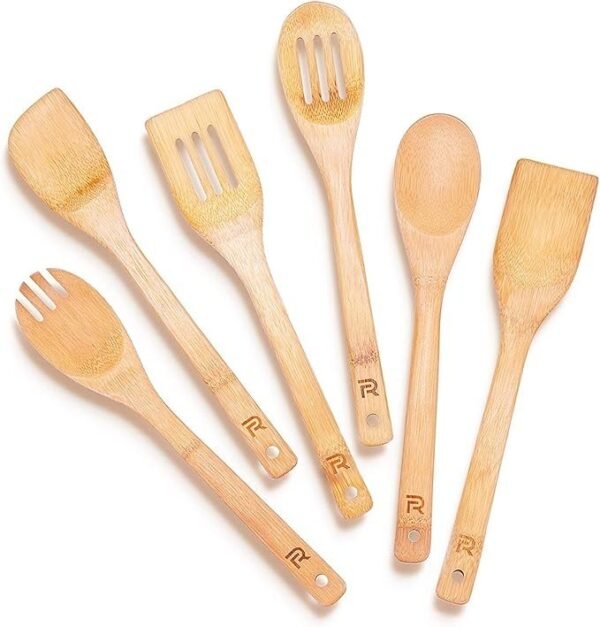 Riveira Bamboo Wooden Spoons for Cooking 6-Piece