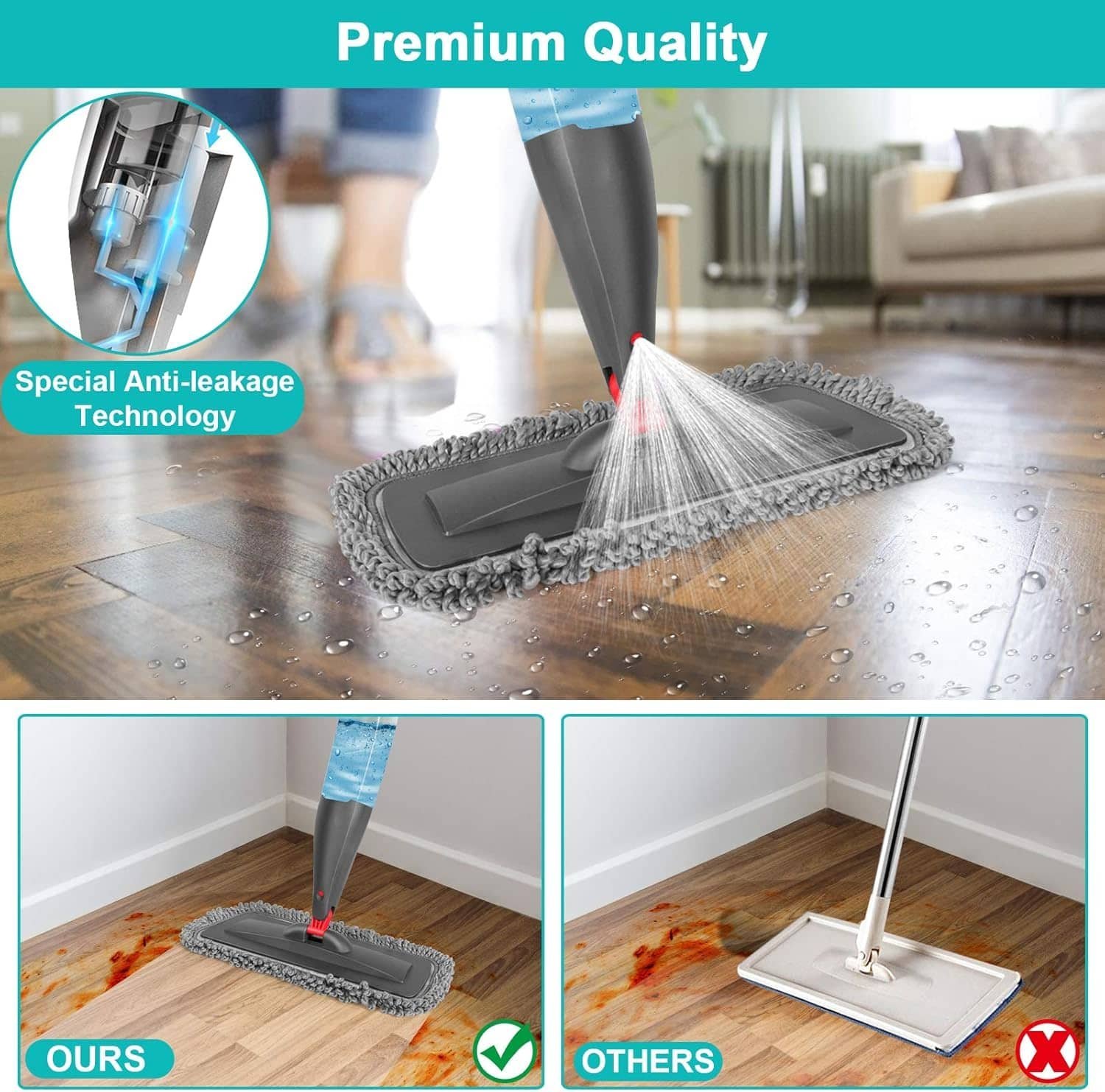 Spray Mop for Floor Cleaning with 3pcs Washable Pads - Image 2