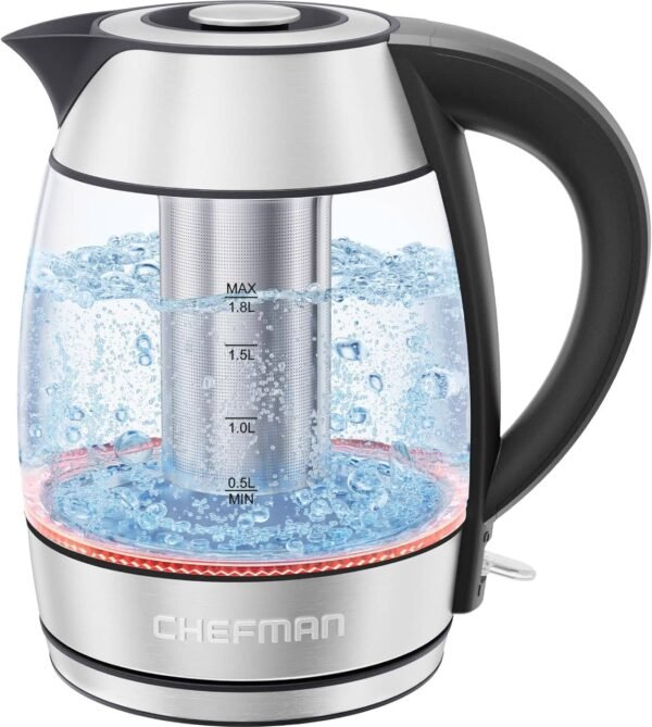 Chefman 1.8L 1500W Glass Electric Kettle with Tea Infuser
