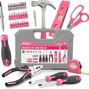 Hi-Spec 42pc Pink Household DIY Tool Set