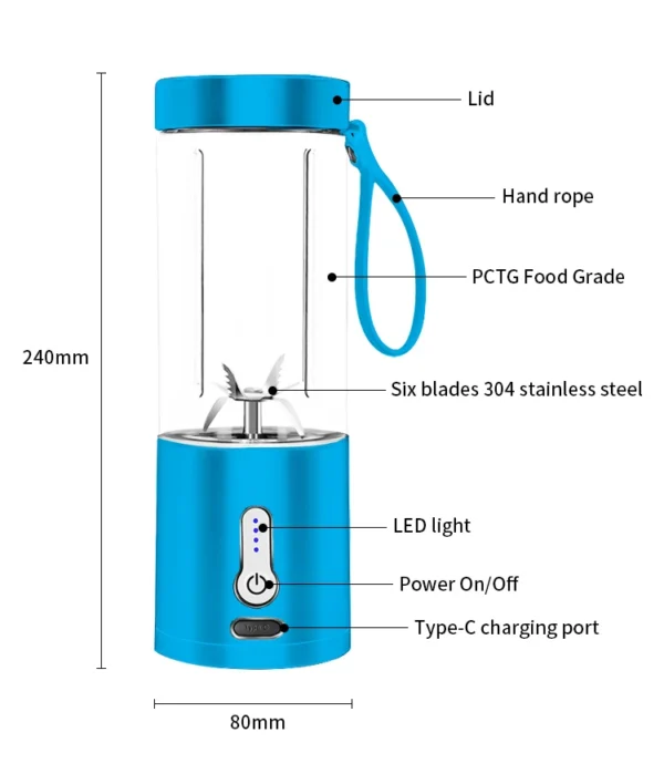 Portable juicer blender small kitchen appliance 6 blade 530ml - Image 2